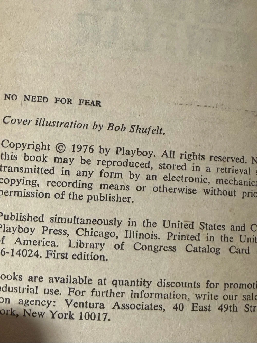 Vintage 1970’s -NO NEED FOR FEAR- Mystery Paperback
